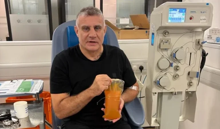 Paul Cadman donating plasma at the Birmingham donor centre