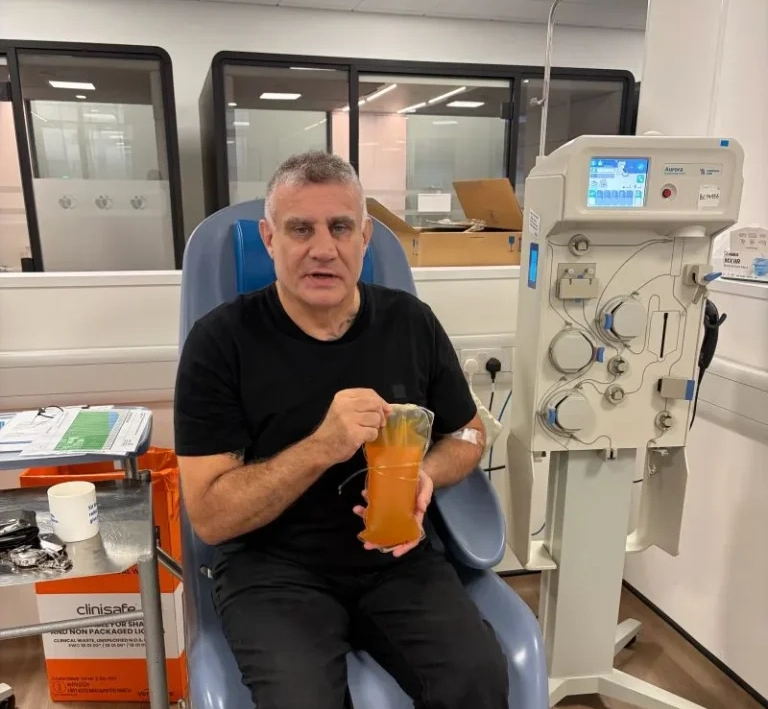 Paul Cadman donating plasma at the Birmingham donor centre